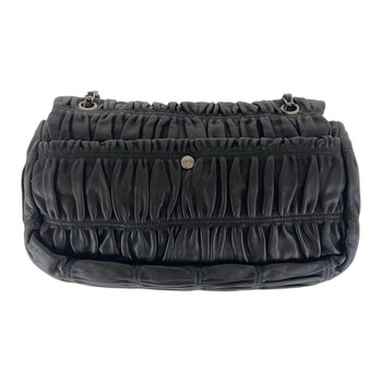 Prada Shoulder Bag Leather Black Silvermetal Crossbody Chain Shoulder Bag Gathered Women