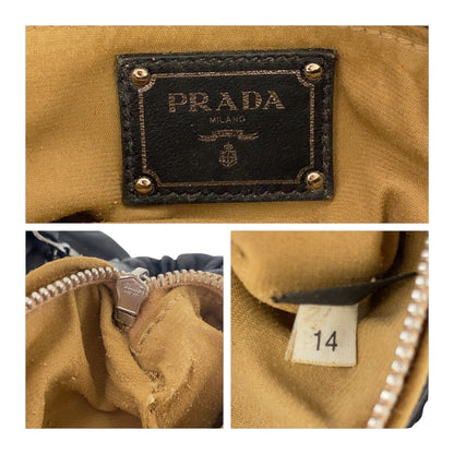 Prada Shoulder Bag Leather Black Silvermetal Crossbody Chain Shoulder Bag Gathered Women