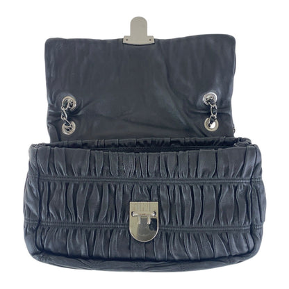 Prada Shoulder Bag Leather Black Silvermetal Crossbody Chain Shoulder Bag Gathered Women