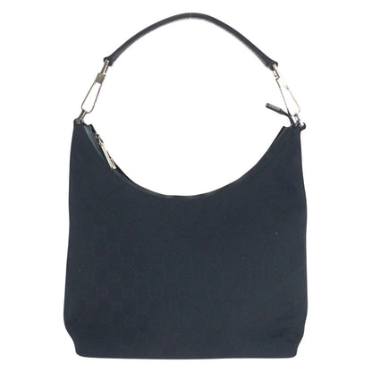 Gucci Shoulder Bag 000 0602 Gg Canvas, Leather Black Black Hobo Shoulder Bag Women