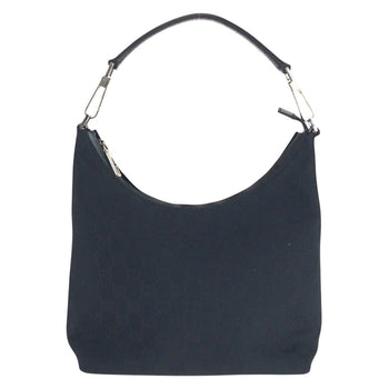 Gucci Shoulder Bag 000 0602 Gg Canvas, Leather Black Black Hobo Shoulder Bag Women