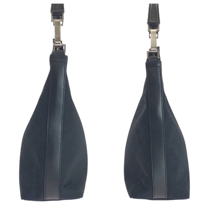 Gucci Shoulder Bag 000 0602 Gg Canvas, Leather Black Black Hobo Shoulder Bag Women