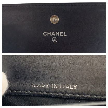 Chanel Long Wallet Purse Caviar Skin Black Coco Mark