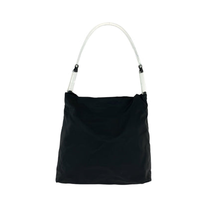 Prada Shoulder Bag Nylon Black Silvermetal Clear One Shoulder Bag Test Triangle With Logo Women