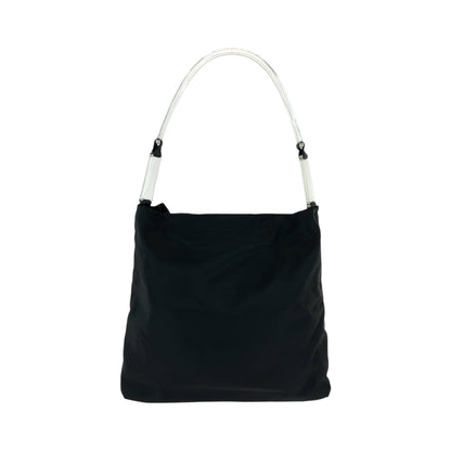 Prada Shoulder Bag Nylon Black Silvermetal Clear One Shoulder Bag Test Triangle With Logo Women