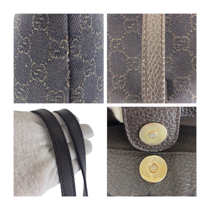 Gucci Tote Bag 354666 Gg Canvas Brown Silver Metal Tote Bag Handbag Unisex Women