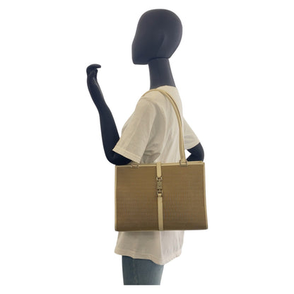 Gucci Tote Bag 002 1073 Canvas, Leather Beige Ivory Silvermetal Tote Bag Shoulder Bag Jackie Women