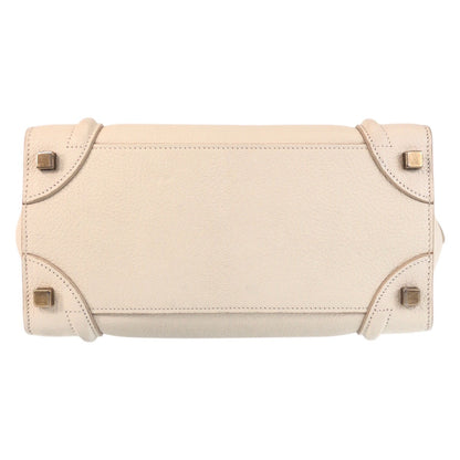 Celine Handbag F-Cu-1146 Leather Ivory Gold Metal Handbag Tote Bag Luggage Micro Women