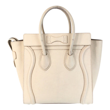 Celine Handbag F-Cu-1146 Leather Ivory Gold Metal Handbag Tote Bag Luggage Micro Women