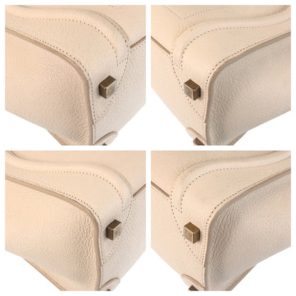 Celine Handbag F-Cu-1146 Leather Ivory Gold Metal Handbag Tote Bag Luggage Micro Women