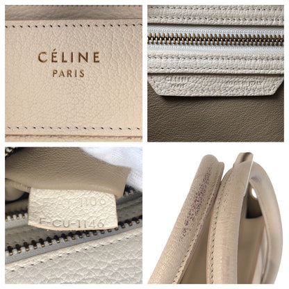 Celine Handbag F-Cu-1146 Leather Ivory Gold Metal Handbag Tote Bag Luggage Micro Women