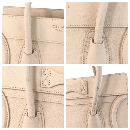Celine Handbag F-Cu-1146 Leather Ivory Gold Metal Handbag Tote Bag Luggage Micro Women