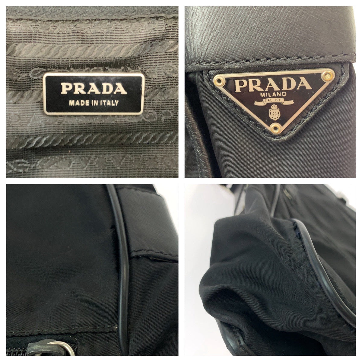 Prada Shoulder Bag V158 Nylon Black Silvermetal Shoulder Bag Messenger Bag Test Triangle With Logo