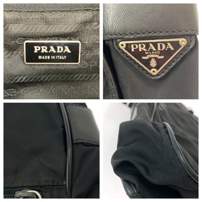 Prada Shoulder Bag V158 Nylon Black Silvermetal Shoulder Bag Messenger Bag Test Triangle With Logo