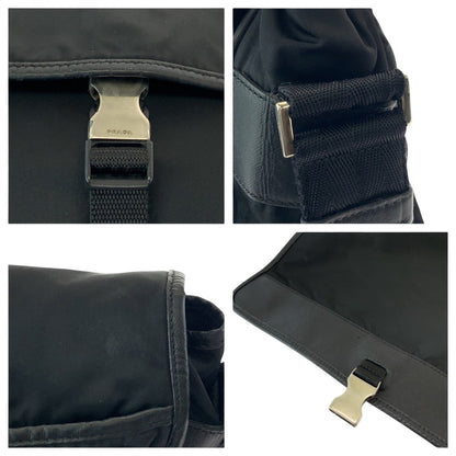 Prada Shoulder Bag V158 Nylon Black Silvermetal Shoulder Bag Messenger Bag Test Triangle With Logo