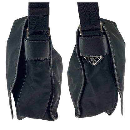 Prada Shoulder Bag V158 Nylon Black Silvermetal Shoulder Bag Messenger Bag Test Triangle With Logo