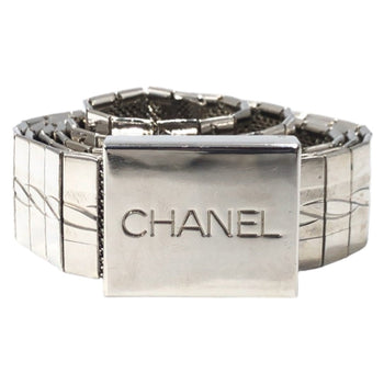 Chanel Belt Metal Silver Logo Women
