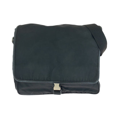 Prada Shoulder Bag V166 Nylon Black Silvermetal Shoulder Bag Messenger Bag Test Triangle With Logo