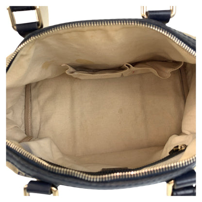 Gucci Handbag 247205 Gg Canvas, Leather Gray Navy Gold Metal Handbag Boston Duffel Bag Shoulder Bag