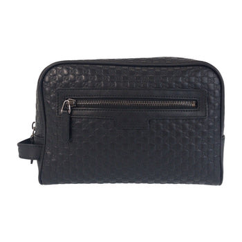 Gucci Business Bag 419775 Leather Black Black Business Bag Clutch Bag Micro Guccisima Mens