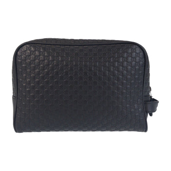 Gucci Business Bag 419775 Leather Black Black Business Bag Clutch Bag Micro Guccisima Mens