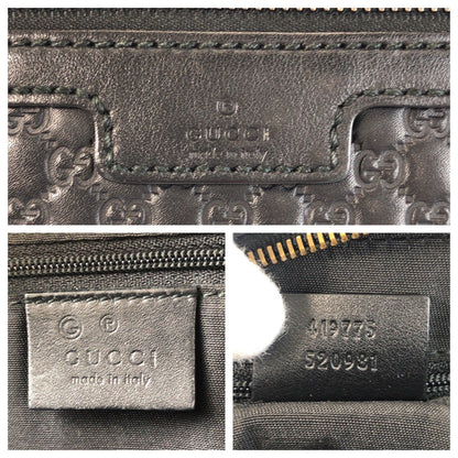 Gucci Business Bag 419775 Leather Black Black Business Bag Clutch Bag Micro Guccisima Mens