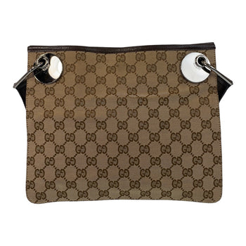 Gucci Shoulder Bag 120841 Gg Canvas, Leather Beige Brown Shoulder Bag Pochette Women