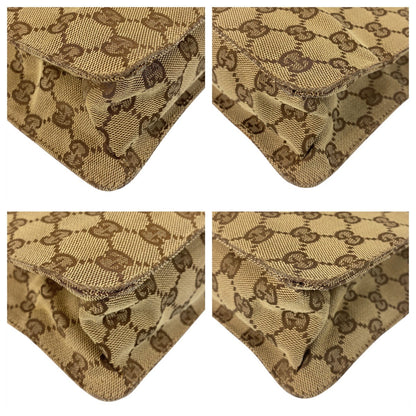 Gucci Shoulder Bag 120841 Gg Canvas, Leather Beige Brown Shoulder Bag Pochette Women