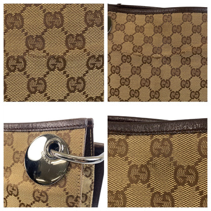 Gucci Shoulder Bag 120841 Gg Canvas, Leather Beige Brown Shoulder Bag Pochette Women