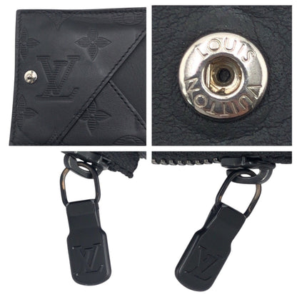 Louis Vuitton Coin Case M82526 Leather Black Black Coin Case Coin Pocket Compact Wallet Monogram