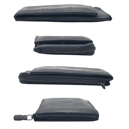 Louis Vuitton Coin Case M82526 Leather Black Black Coin Case Coin Pocket Compact Wallet Monogram