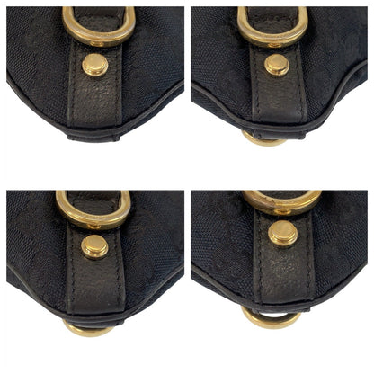 Gucci Shoulder Bag 131326 Gg Canvas, Leather Black Goldmetal Shoulder Bag Messenger Bag Abbey Women