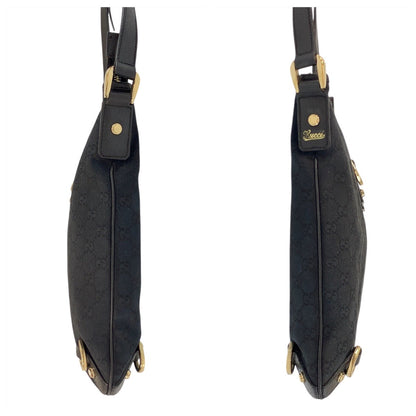 Gucci Shoulder Bag 131326 Gg Canvas, Leather Black Goldmetal Shoulder Bag Messenger Bag Abbey Women