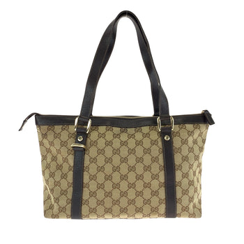 Gucci Tote Bag 141470 Gg Canvas Beige Brown Gold Metal Tote Bag Shoulder Bag Abbey Women