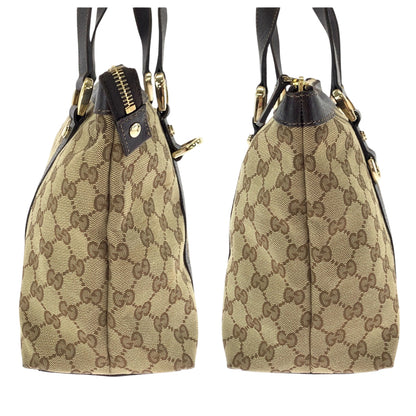 Gucci Tote Bag 141470 Gg Canvas Beige Brown Gold Metal Tote Bag Shoulder Bag Abbey Women