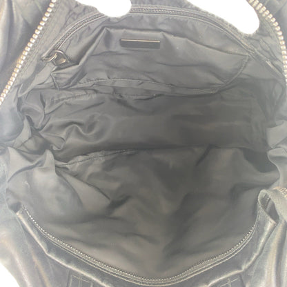 Prada Tote Bag Nylon Navy Black Silvermetal Tote Bag Shoulder Bag Test Triangle With Logo Women