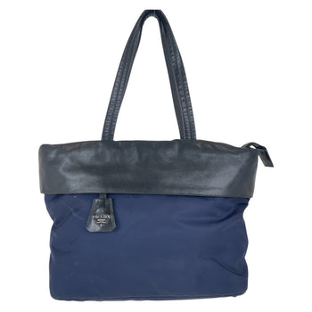 Prada Tote Bag Nylon Navy Black Silvermetal Tote Bag Shoulder Bag Test Triangle With Logo Women