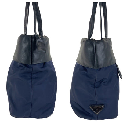 Prada Tote Bag Nylon Navy Black Silvermetal Tote Bag Shoulder Bag Test Triangle With Logo Women