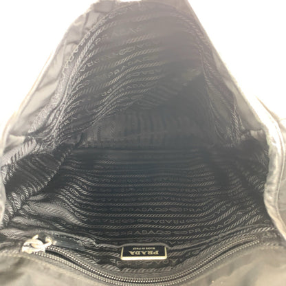Prada Shoulder Bag Nylon, Leather Black Silvermetal Shoulder Bag Pochette Testo Saffiano Triangle