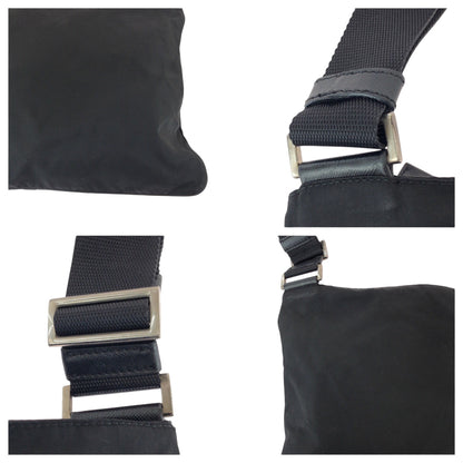 Prada Shoulder Bag Nylon Black Silvermetal Shoulder Bag Sacoche Test Triangle With Logo Women