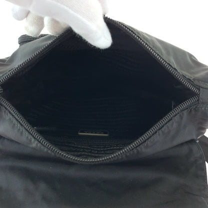 Prada Shoulder Bag Nylon Black Silvermetal Shoulder Bag Pochette Test Triangle With Logo Mens