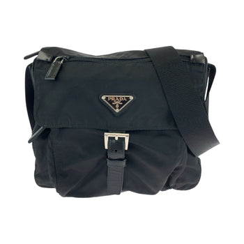 Prada Shoulder Bag Nylon Black Silvermetal Shoulder Bag Pochette Test Triangle With Logo Mens