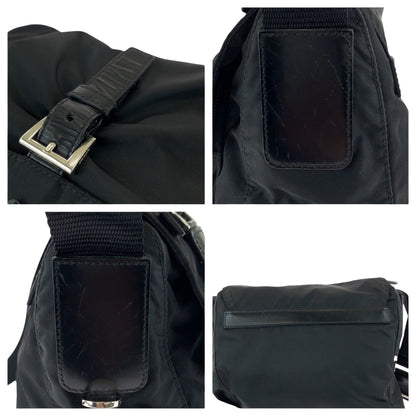 Prada Shoulder Bag Nylon Black Silvermetal Shoulder Bag Pochette Test Triangle With Logo Mens