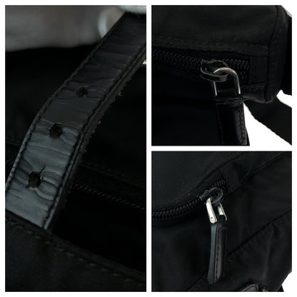 Prada Shoulder Bag Nylon Black Silvermetal Shoulder Bag Pochette Test Triangle With Logo Mens