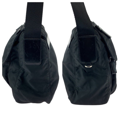 Prada Shoulder Bag Nylon Black Silvermetal Shoulder Bag Pochette Test Triangle With Logo Mens