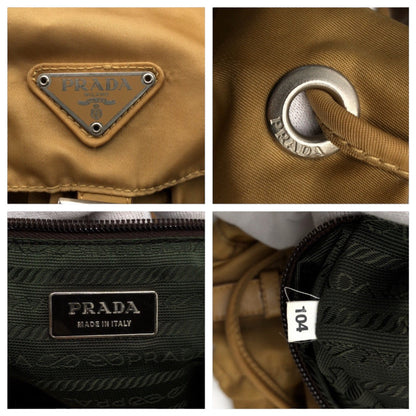 Prada Backpack Nylon Brown Camel Silver Test Triangular Logo