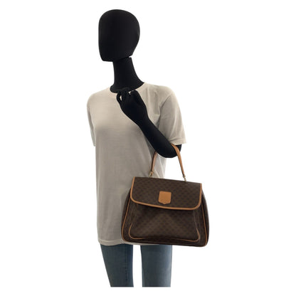 Celine Handbag M14 Pvc, Leather Brown Gold Metal Macadam Women