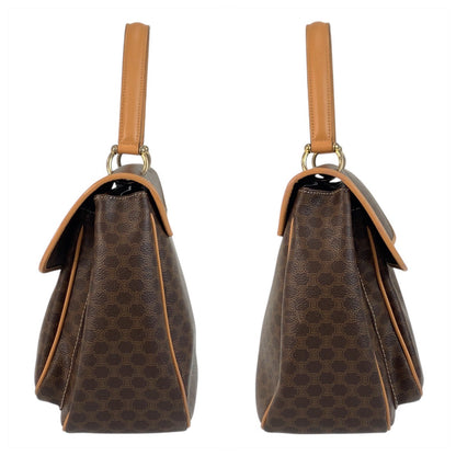 Celine Handbag M14 Pvc, Leather Brown Gold Metal Macadam Women