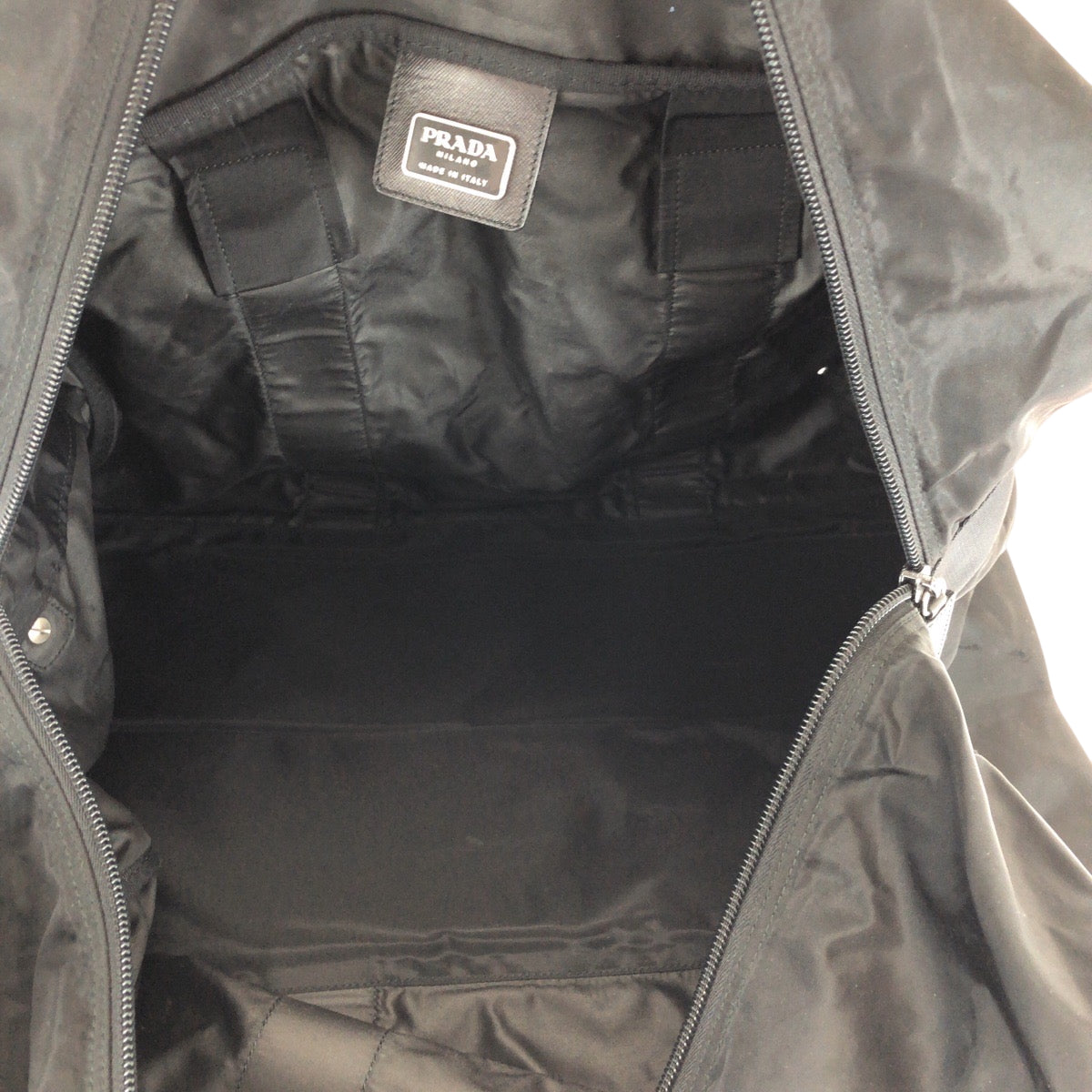 Prada Boston Duffel Bag Nylon Black Silvermetal Boston Duffel Bag Handbag Test Triangle With Logo