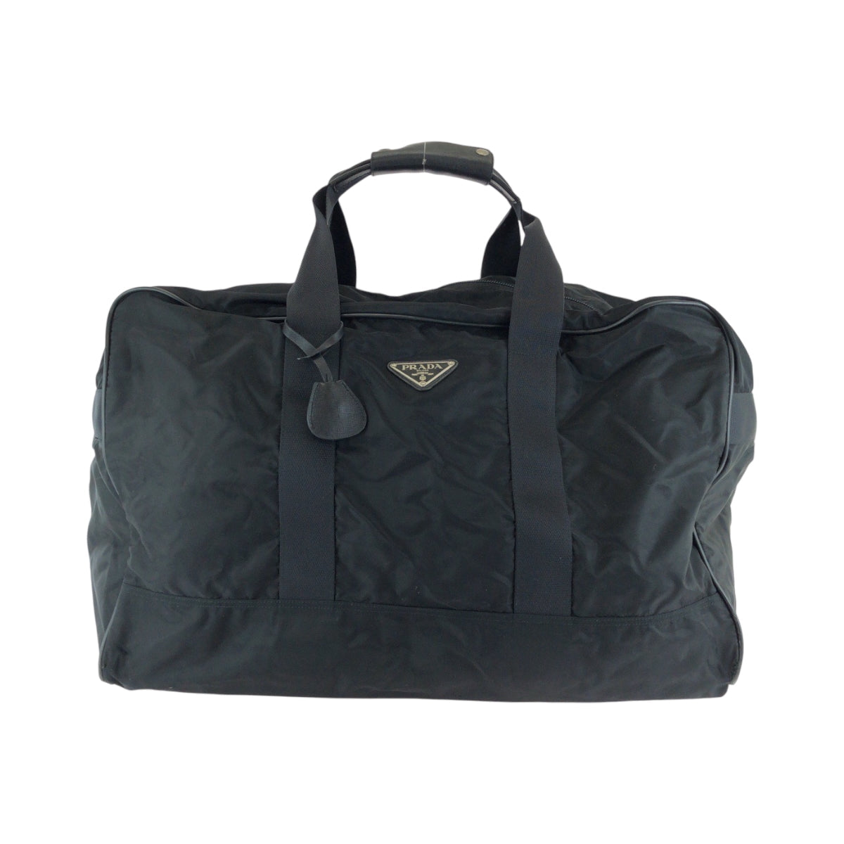 Prada Boston Duffel Bag Nylon Black Silvermetal Boston Duffel Bag Handbag Test Triangle With Logo